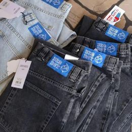 Men's Jeans Hip Hop Streetwear Big Boy Y2K Pattern Embroidery Retro Blue Baggy Pants Men Women Fashion Clothing