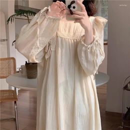 Women's Sleepwear Vintage Princess Dress Royal Style Cotton Square Neck Pyjamas Sleepshirts Hollow Out Lace Nightgowns Nightwear