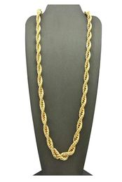 Heavy Hip Hop 24quot Unisex Rapper039s 7mm Solid Thick Rope Chain Necklace 18k Yellow Gold Filled Collar Clavicle Men Jewelry3097703