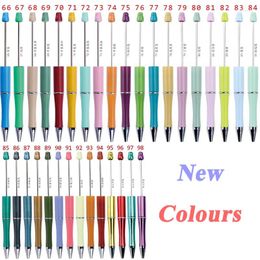 20pcs Color Bead Ballpoint Pen DIY Charm Beadable Pens Beaded Craft Refill School Office Supplies Students Making