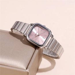 Wristwatches High Quality Luxury Fashion Square Dial Women Steel Band Quartz Dress Watch