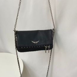 Women Shoulder Bag Designer Beaded and Wing Decoration Mobile Bag Coin Purse Mini Bags Smaller Wallet Black Crossbody Bag