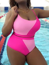 Women's Swimwear 2024 Large Size Block Color Bikini Two Piece High Waist Swimsuit Women Female Bathing Suit Beachwear Swimming