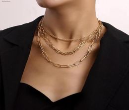 Chains Retro Multilayer Paper Clip Bamboo Clavicle Chain Necklace Exaggerated Personality Design Metal Men And Women Accessories2661001