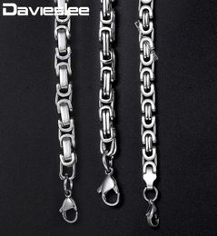 Davieslee Mens Necklaces Chains Silver Tone Stainless Steel Byzantine Chain Necklace for Men Jewelry Fashion Gift 57mm LKNN21Fact8938284