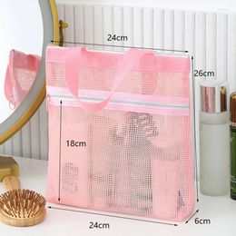 Storage Bags Double Zip Mesh Cosmetic Bag Portable Toiletry Beauty Case Large Capacity Bath Wash Zippe Beach