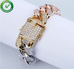 Hip Hop Jewellery Mens Gold Bracelets Luxury Designer Bangles Diamond Tennis Bracelet Style Charms Iced Out Bling Cuban Link Chain5653608