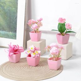 Decorative Flowers 5PCS Mini Simulation Succulent Small Potted Plant Combination Suitable For Placement On Living Room Windowsill And