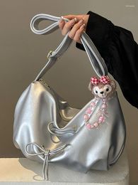 Hobo Trendy Silver Large Hobos Shoulder Crossbody Bags Women Tote Handbags And Purses Vegan Leather Messenger Bag High Quality