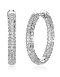 High quality silver plated hoop earrings whtie cz Jewellery classic jewellery fast round women earring6265752