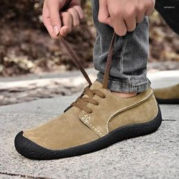 Casual Shoes 2024 Hand Sewn Leather Soft Sole For Men Light Outdoor Non-slip Mountaineering Slip-On Driving Loafers