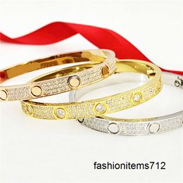 Screw Bracelet Diamond Bracelets Designer Jewellery for Women Men Gold Bangle 18K Rose Gold Silver Plated Titanium Steel Full Stone Sparkle Christmas Gift