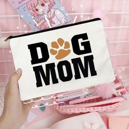 Cosmetic Bags Dog Mama Letter Print Makeup Bag Waterproof Portable Canvas Make-up Pouch Perfect Birthday Gift For Friends