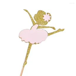 Party Supplies 10PCS Gold Glitter Dancing Girl Ballerina Cupcake Toppers Cake Picks For Wedding Shower Bridal Birthday Decorations