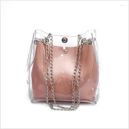 Shoulder Bags PVC Women Messenger Cross Body Bag Chains Candy Color Jelly Summer Beach Handbag Transparent Fashion PU