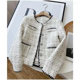 Women's Suits Spring Autumn Jacket Design Fashion Sweet Tweed Blazers Women French Elegant Office Lady Woolen Short Suit Coats Outerwear