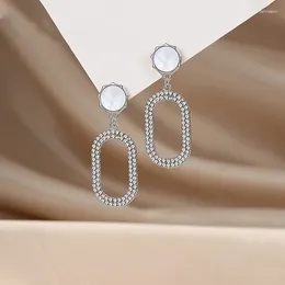 Dangle Earrings Luxry Shiny Crystal Geometric Hanging For Women Korea Girls Accessories Simple Elegant Wedding Bride Jewelry 2024 Trend