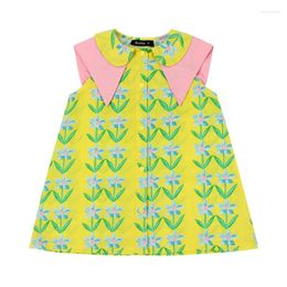Girl Dresses Summer Baby Girl's Dress Vintage Garden Flower Short Sleeve Children's