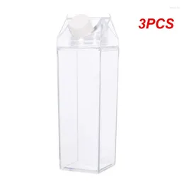 Water Bottles 3PCS 500ml/1000ml Milk Carton Bottle Transparent Plastic Portable Clear Box For Juice Tea