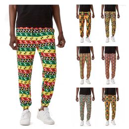Men's Pants Casual European Colorful Printed Pantalones African 2024 Spring Summer Trousers Elastic-waist Ankle Corset Pant