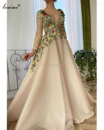 Party Dresses 2024 Elegant Floral Prom Long Sleeves Formal Celebrity Women Night Beading Sexy Red Carpet Ceremony Gowns