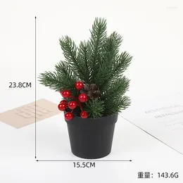 Decorative Flowers Mini Simulation Potted Plant Holiday Decoration Bonsai Small Christmas Tree Evergreen Tabletop