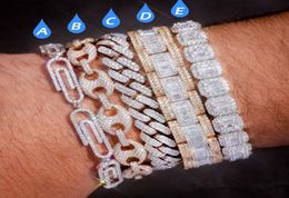 paper clip coffee bean Lock Clasp Link 78 Inch Bracelet Iced Out Zircon Bling Hip hop Men Jewellery Gift beaded charms bracelets8987115