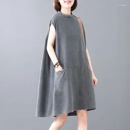 Casual Dresses SuperAen Spring/Summer 2024 Vintage Loose Denim Washed Long