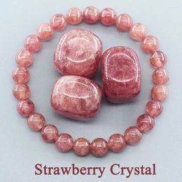 Link Bracelets 5A Quality Real Natural Brazil Strawberry Crystal Quartz Bead Bracelet Women Round Loose Spacer Lucky Jewellery For Gif