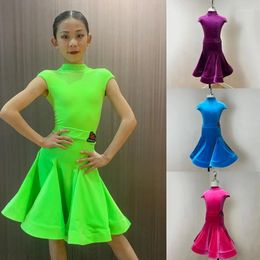 Stage Wear 4 Colors Velvet Latin Dance Dress Girls National Standard Ballroom Competition Clothes Professional Costume