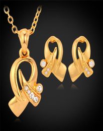 Items 18K Real Gold Plated Choker Necklace Pendant Earrings Jewellery Set Rhinestone Jewellery For Women Whole YS30343720427