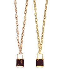 Luxury Designer Jewellery Women Necklace leather lock Pendant Copper with Gold Plated Thick Chains Lock necklace for men fashion Jew2091733