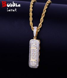 Pill Bottle Necklace IcedOut Material Copper Cubic Zircon Double Colour Men Hip Hop Rock Street Jewellery Pendant With Rope Chain8641373