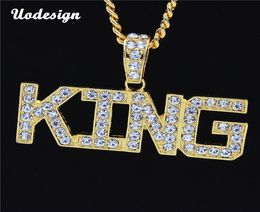 Men Hip Hop Full Rhinestone King Shape Pendants Necklaces Bling Bling Iced Out Cuban Link Chain Hiphop Necklace Men Jewelry Gift2562809