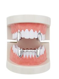 gold teeth Grillz Dental Hip Hop Smooth Grillz Real Plated Vampire Tiger Rappers Body Jewelry Four Colors Golden Sil sqcZLG luckyh2865311