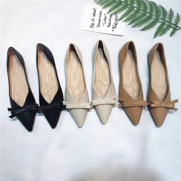 Casual Shoes Large Size Women's 2024 Autumn Fashion Pointed Bow Shallow Cut Flat Korean Version Versatile