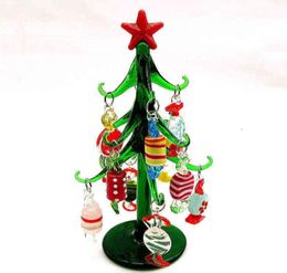 Custom Handmade Murano Glass Christmas Tree Figurines Ornaments With 12pcs Colourful Candy Pendant Home Desktop Decor Accessories G6305500