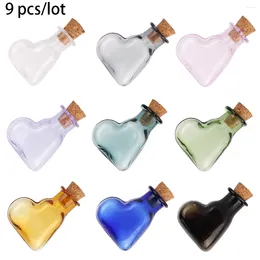 Bottles 9 Pieces Heart Mini Glass With Cork Stopper Empty Vials Tiny Decorative Wishing Jars Small Containers For Wedding Favors