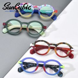 Sunglasses Frames SunCubic Acetate Glasses Frame Women Trend Colourful Round Optical Spectacle Reading Myopia Eyeglass JS6662