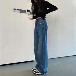 Women's Jeans High Waist Women's Harajuku Vintage BF Style Streetwear All-match Loose Fashion Femme Wide Leg Denim Trousers Vaqueros