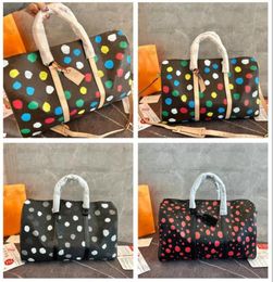 Yayoi Kusama 2023ss Dots Duffel Bag Designer X YK KEEPALL 45 Handbag 3D Painted Polka Dots print Luxurys Crossbody Large capacity9878773
