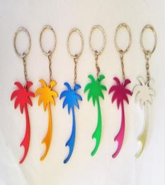 200pcs Laser Logo Aluminum Alloy Palm Tree Key Chain Keychain Beer Can Bottle Opener Wine Tools Key Ring 7698090