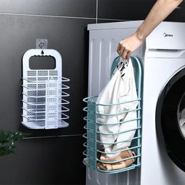 Laundry Bags Basket Breathable Wall-Mounted Dirty Clothes Rack Foldable Bathroom Organisation Storage Household