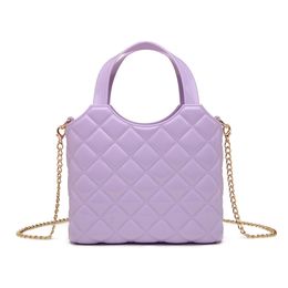 Spring Style Mini Basket Jelly Bag Handheld Woven Tote Bag PU Leather Chain HandBag For Women