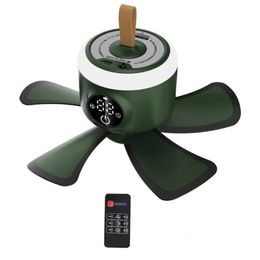 8000mAh Ceiling Fan Timing Camping Fan USB Rechargeable Remote Control 4 Gears Cooler With LED Lamp For Home Outdoor 240425