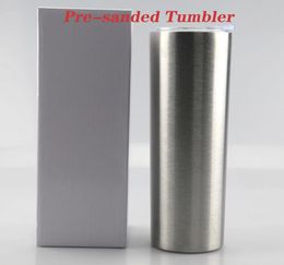 Sanded Cup 20oz Skinny Tumbler Presanded Tumbler Stainless Steel Tumbler Vacuum Insulated Beer Coffee Mugs with Lid and straws2907118