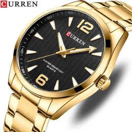 CURREN Fashion Brand Mens Watches with Luminous Hands Classy Business Stainless Steel Band Wristwatches for Male 240428