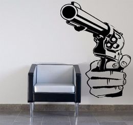 2017New Gun Shooting Wall Art Sticker Decal DIY Home Decoration Decor Wall Mural Removable Bedroom Sticker DIY7310447