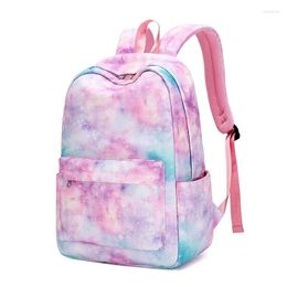 School Bags Three-piece Backpack Girl's Starry Sky Graffiti Printed Schoolbag For Primary Students Lightweight Water