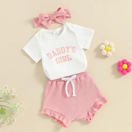 Clothing Sets Born Baby Girl Clothes Mama S Short Sleeve Romper Flower Ruffle Shorts Headband Set 3Pcs Summer Outfits